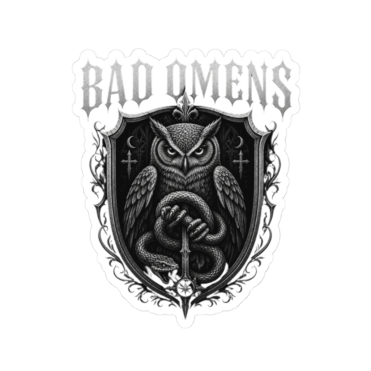 Bad Omens Talons Gothic Shield Sticker - alternate angle 2, merchandise