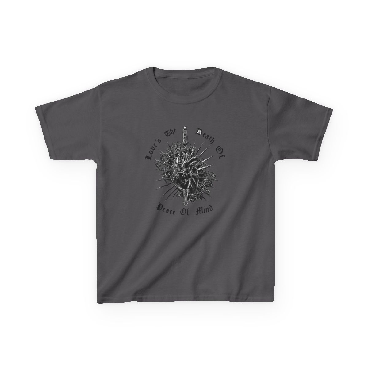 BAD_0MENS Love Is the Death of Peace of Mind Kids T-Shirt | Bad Omens - alternate angle 5, merchandise